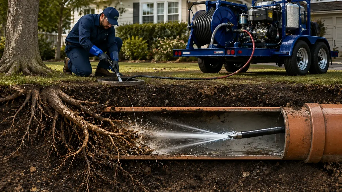 Tree Root Removal with Hydro Jetting in Sylmar
